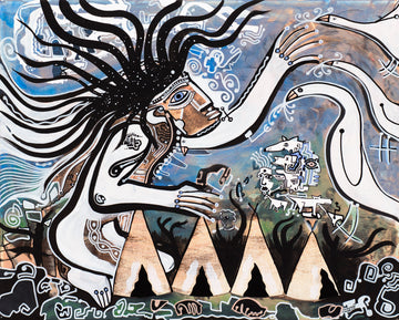 Four Bird Four Teepee by Cameron Limbrick - Acrylic Painting