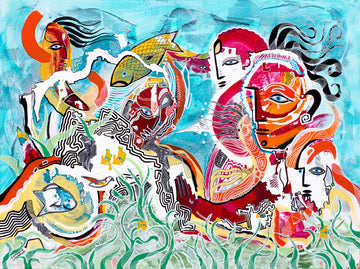 Tiny Bird in the Ocean by Cameron Limbrick - Acrylic Painting